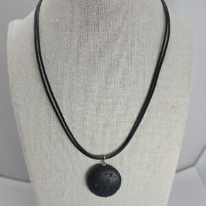 Black Lava Stone Pendant Necklace